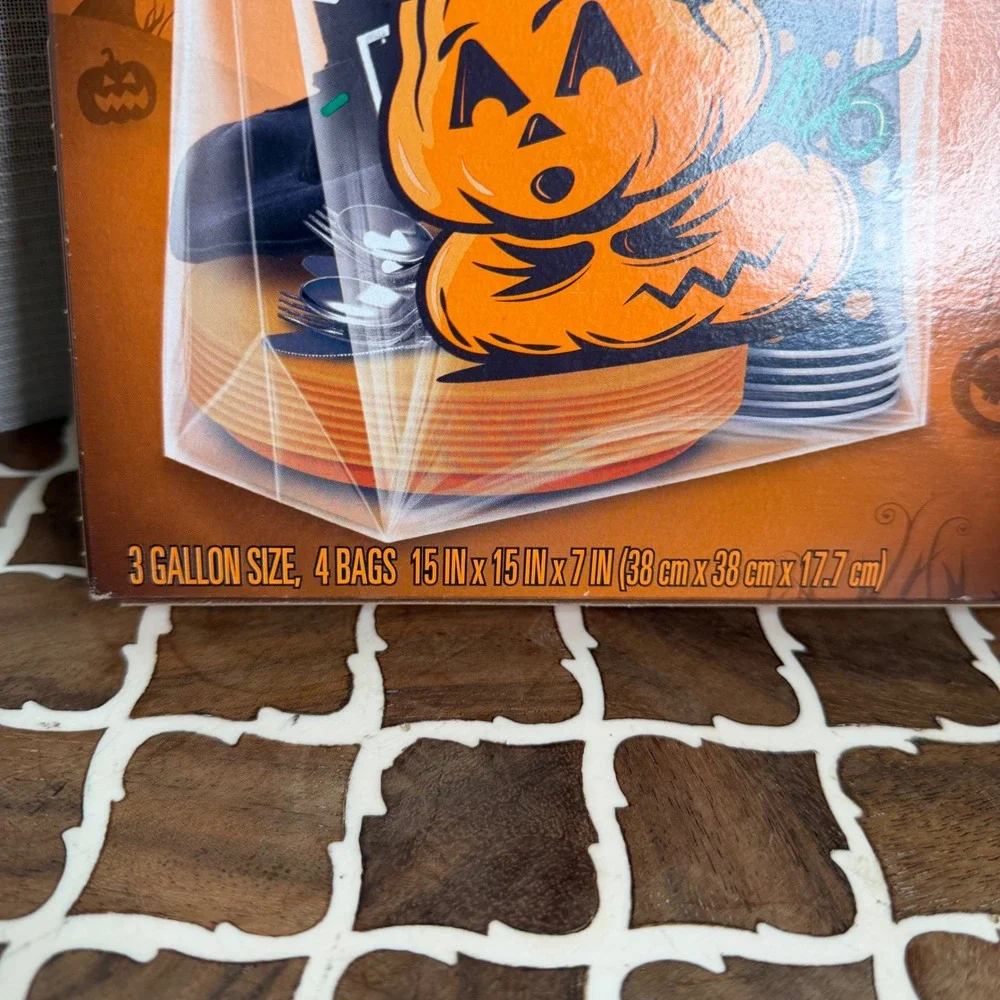 NEW‎ Ziploc Big Bags Halloween Pumpkin 3 Gallon 4ct 15x15x7 Limited Edition